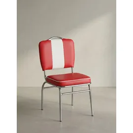 KADIMA DESIGN Retro Esszimmerstuhl Textil rot