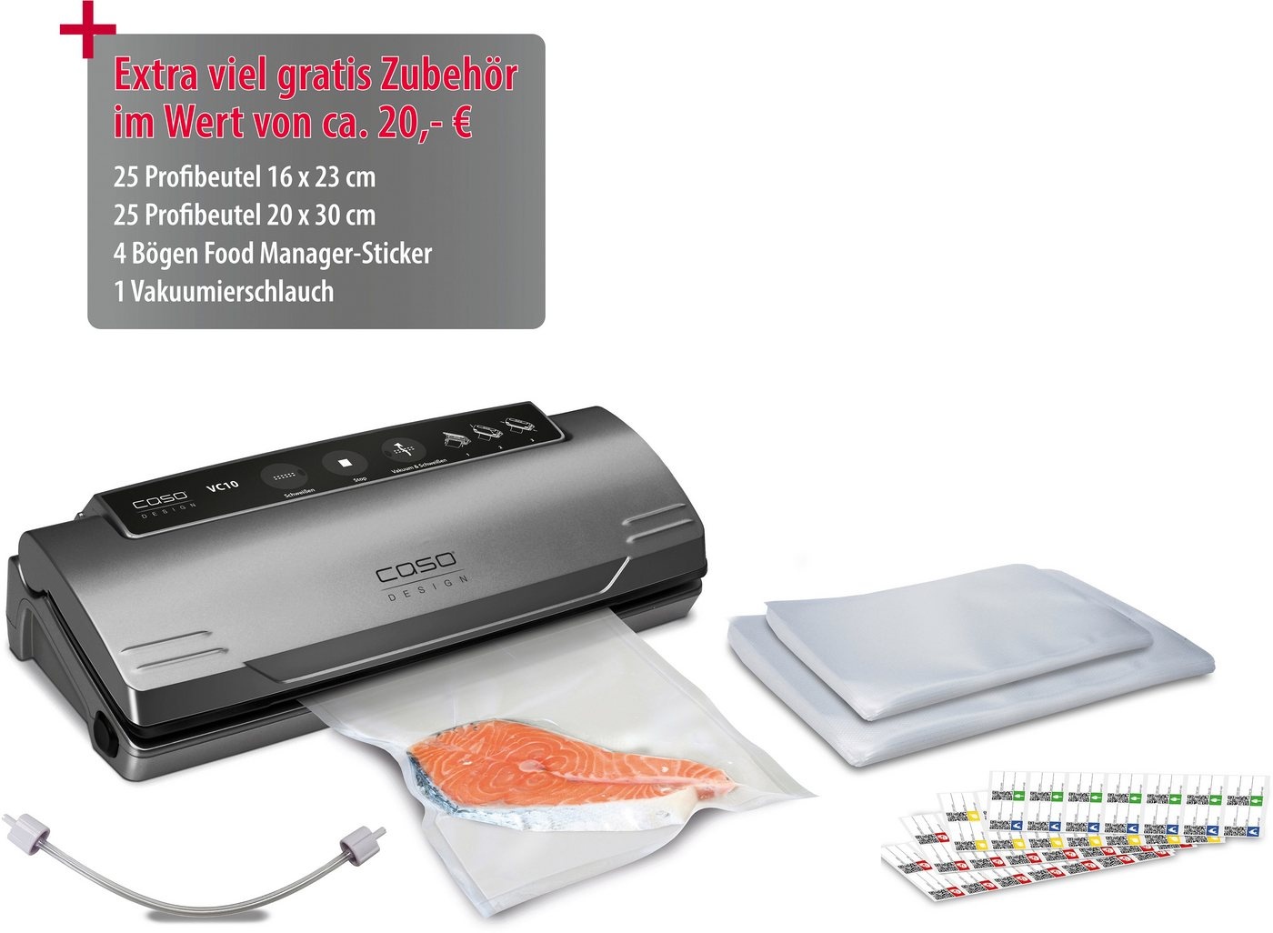Produktbild Caso Vakuumierer 1374 VC10 PlusEdition, Rollenbreite 30 cm, 110W grau|silberfarben