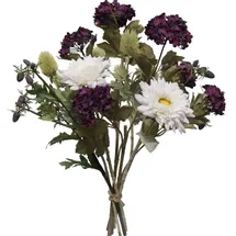 2474U Kunstblumenstrauß lila weiß, Künstliches Blumen-Bouquet 60 cm Renate - Blau/Lila/Weiß/Grün