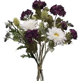 2474U Kunstblumenstrauß lila weiß, Künstliches Blumen-Bouquet 60 cm Renate - Blau/Lila/Weiß/Grün