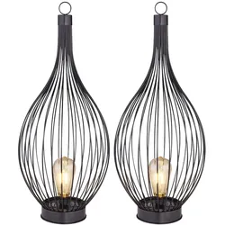 2x LED Solarleuchten im Käfig Design, H 57 cm