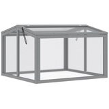 Outsunny Hochbeet mit Abdeckung aus Holz und Polycarbonat wetterfest Hellgrau 90 x 80B x 58H cm