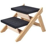 Fonowx Haustiertreppe aus Holz, Hunderampe, zusammenklappbare Hundetreppe für Bett, Couch, Wohnmobil, Auto, SUV, 2 Schritte