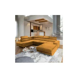 masseno Wohnlandschaft Velours 3-Sitzer Gelb