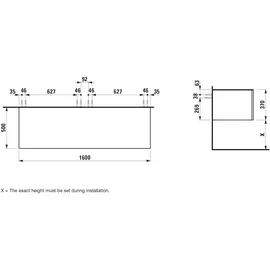Laufen ILBAGNOALESSI Schubladenelement, ohne Ausschnitt, 1600x500x370mm, 2 Schubladen, H4303300974291,