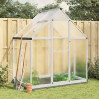 Faroom Aluminium Gewächshaus für den Garten 169 x 114 x 202 cm mit Fundamentrahmen, Gewächshaus Glas, Treibhaus, Tomatenhaus, Frühbeet, Pflanzenhaus Silbern und Transparent