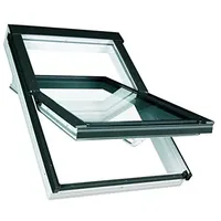 Kunststoff Dachfenster 114x140 cm OptiLight PVC THERMO von FAKRO Konzern | mit 2-fach Verglasung, Lüftungsblende und Eindeckrahmen für Ziegel | Schwingfenster von FAKRO Gruppe