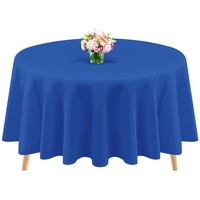 1 Packung königsblaue Polyester-Tischdecken, rund, 228,6 cm, runde Tischdecke, Flecken- und knitterfrei, waschbare Tischdecke für Hochzeiten, Partys, Bankette, Buffettische, Feiertage dekorieren