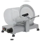 Schwerkraft-Aufschnittmaschine der Serie Eco mit ø 220 mm Klinge und Flachschlitteneinheit. FIMAR. Modell ECO220