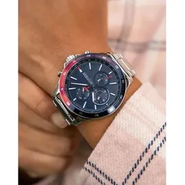 Tommy Hilfiger Multi Zifferblatt Quarz Armbanduhr Bank - Weiß/Silber/Dunkelblau