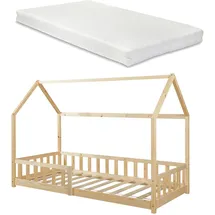 [en.casa] Hausbett Hesel 90 x 200 cm Kiefer naturbelassen beige