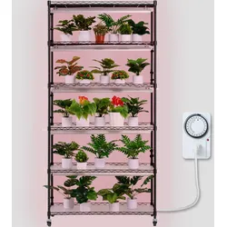VEVOR Pflanzenständer mit Wachstumslicht, 6 Ebenen, 150 W, Regal mit Wachstumslicht, 3 Lichtspektrum-Modi, Stahl-Pflanzenregal mit Timer, Wachstumsregal für Gartenpflanzen, 90 x 35 x 180 cm