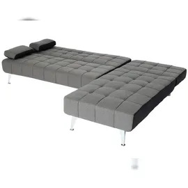 Mendler Schlafsofa HWC-K22, Couch Ecksofa Sofa, Liegefläche links/rechts Schlaffunktion 236cm ~ Stoff/Textil dunkelgrau, schwarz