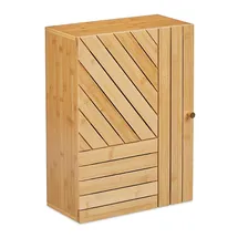 Relaxdays Hängeschrank Bad, Bambus, verstellbare Ablage, variabel montierbare Tür, 55 x 40 x 20 cm, Wandschrank, Natur