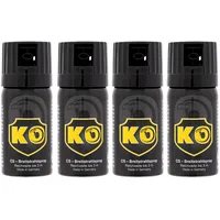 4 Stück KO Security CS-Spray 40 ml – Breitstrahl Personenabwehrspray mit BKA-Zulassung - modernes Design - kompakt und diskret