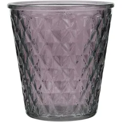 IB Laursen Teelichthalter Karomuster farbig, aubergine