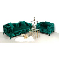 JVmoebel Chesterfield-Sofa, Chesterfield 3+1 Sitzer Garnitur Sofa Couch grün