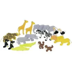 goki 53942 Tierset Afrika H= 3,5 - 7,5 cm, Holz, 20 Tiere