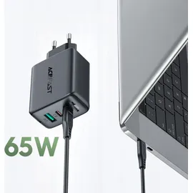 OEM Acefast 2W1 Netzwerk-Ladegerät 2x Usb C / Usb 65w Pd, Qc 3.0+Kabel Weiß