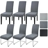 Alishomtll Stuhlhussen 6er Set Jacquard Stuhlbezug Stuhlhussen Schwingstühle Elastische Hussen für Stühle Abnehmbarer Esszimmer Stuhlbezüge Freischwinger für Küche Restaurant Hotel Bankett (Grau)
