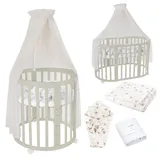 Waldin Babybett OWAL Kinderbett 7in1 mit Matratze, mitwachsendes Kinder-Bett