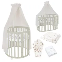 Waldin Babybett OWAL Kinderbett 7in1 mit Matratze, mitwachsendes Kinder-Bett