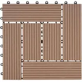 MCW WPC Bodenfliese Sarthe Holzoptik Balkon/Terrasse 11x Je 30x30cm - 1qm Teak Versetzt