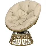 Outsunny Papasansessel Korbsessel Rattan Drehsessel mit Polster 360 Grad verstellbare Fußstütze 85x70x82 cm in Khaki für Garten & Wohnzimmer   Aosom.de