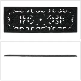 Relaxdays Stufenmatte Gummi, rechteckig, Treppenauflage innen & außen, 75 x 25 cm, Ornamente, Anti-Rutsch-Matte, schwarz