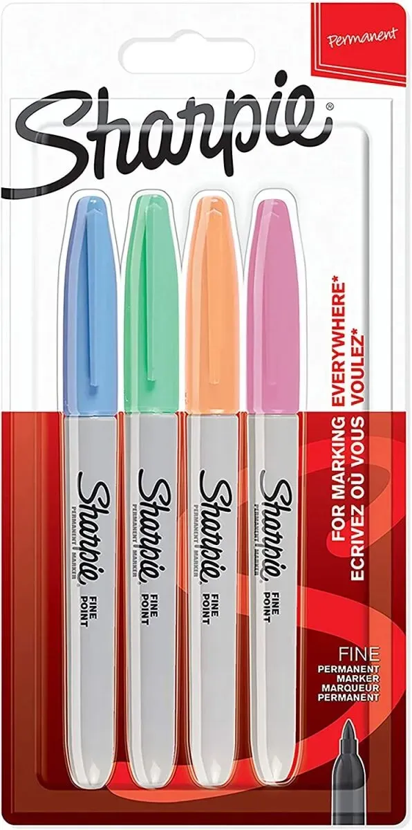 Sharpie 2065402 Permanent-Marker Fibre tip Blau, Grün, Orange, Pink 4 Stück(e)