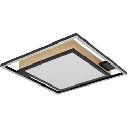 Deckenleuchte LED Dimmbar Holzoptik Nachtlicht Timer Fernbedienung Wohnzimmer