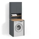 livinity Waschmaschinenschrank Paolina 68 x 88,2 cm Anthrazit/Goldkraft Eiche