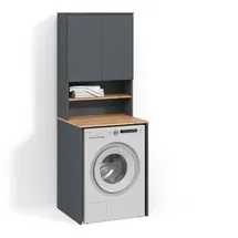 livinity Waschmaschinenschrank Paolina 68 x 88,2 cm Anthrazit/Goldkraft Eiche