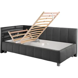 MAINTAL Polsterliege MAINTAL "Mailo", grau (anthrazit), B:117cm L:218cm, Komplettbetten, mit Kopfteil & Bettkasten, 3 Breiten, Federkern- oder Bonellmatratze