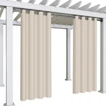 OEM Fertige, Wasserdichte Gartengardinen 155 X 230 cm Mit Ösen Hellbeige, Mit Ringen