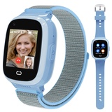 PTHTECHUS 4G Smartwatch Kinder mit GPS und Telefon -Smart Watch Kinder mit WiFi, Videoanruf, SOS, Schulmodus, Kinder Smartwatch für Gungen und Mädchen 5–14 Jahren (Blau)