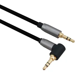 Helos Anschlusskabel, Klinke 3,5mm Stecker/Stecker 90°, PREMIUM, 3,0m, schwarz