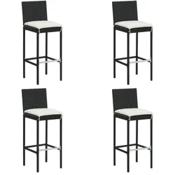 5-tlg. Gartenbar-Set mit Kissen Schwarz