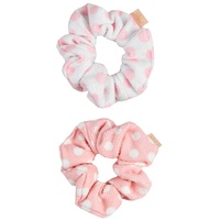 The Vintage Cosmetic Company Microfibre Hair Scrunchies Super Soft Material Pink Polka Dot Design 2 Set