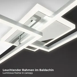B.K.Licht LED Deckenleuchte CCT Rahmenleuchte schwenkbar dimmbar Timer Nachtlicht 40W Alu - Silber/Grau