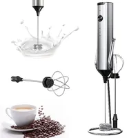 Milchaufschäumer Stab, Elektrischer Milchaufschäumer, Tragbarer Milchaufschäumer mit 2 Edelstahl-Schneebesen, Milchaufschäumer Aufladbar für Matcha, Heiße Schokolade, Cappuccino