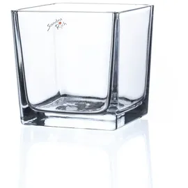 SANDRA RICH Vase Glas Kastenvase Glasvase -CUBE- quadratisch klar H 12 cm