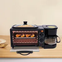 MIIWWOWO Mini Backofen 3 in 1 Frühstücksmaschine Multifunktional Minibackofen Elektrische mit Kochfeldern, 9 L Mini Backofen mit Kaffeemaschine Toaster für Frühstück Brunch Abendessen Verwendet