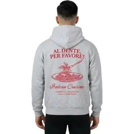 MERCHCODE Al Dente Per Favore Oversized Hoody - Grau