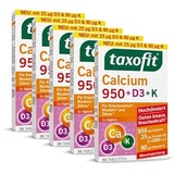 taxofit® Calcium 950 + D3 + K Tabletten für den Erhalt von Knochen, Muskeln und Zähnen | hochdosiert | laktosefrei | Nahrungsergänzungsmittel mit Calcium, Vitamin D und Vitamin K | 5 x 30 Tabletten