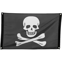 Boland 74162 - Fahne Pirat, Größe 60 x 90 cm, Polyester, Totenkopf, Flagge, Banner, Wanddekoration, Hängedekoration, Kindergeburtstag, Mottoparty, Karneval, Halloween