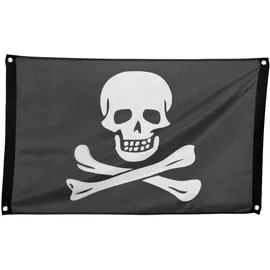 Boland 74162 - Fahne Pirat, Größe 60 x 90 cm, Polyester, Totenkopf, Flagge, Banner, Wanddekoration, Hängedekoration, Kindergeburtstag, Mottoparty, Karneval, Halloween