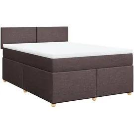 vidaXL Boxspringbett mit Matratze Dunkelbraun 140x200 cm Stoff