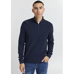 Stehkragenpullover BLEND "BL Pullover BHCodford half-zipp", Herren, Gr. XXXL, blau, Strick, Obermaterial: 100% Baumwolle, unifarben, modisch, normal normal, hoch geschlossener Ausschnitt, Langarm, Pullover