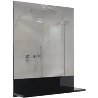 MCW Wandspiegel mit Ablage MCW-B19, Badspiegel Badezimmer, hochglanz 75x60cm ~ schwarz